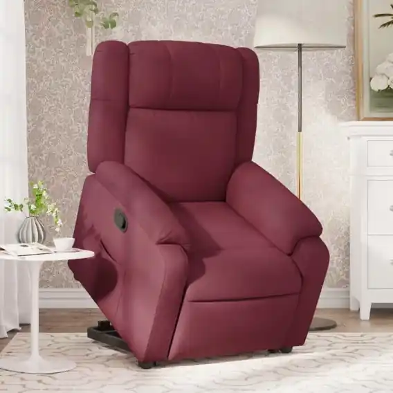 Oferta limitowana Podnoszony fotel rozkładany, winna czerwień, obity tkaniną Lumarko! - Hurtownia wielobranżowa Lumarko